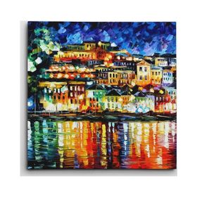 Dekolata Deniz ve Şehir Kare 50x50 cm Kanvas Tablo