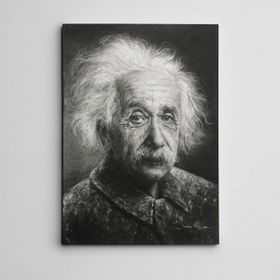 Dekolata DK000976 Albert Einstein Siyah Beyaz Kanvas Tablo