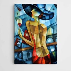 Dekolata DK001495 Kadeh ve Kadın Modern Sanat 35x50 cm Kanvas Tablo