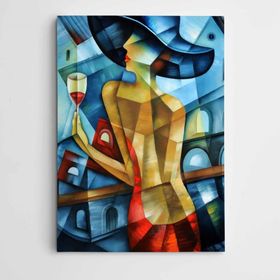 Dekolata DK001495 Kadeh ve Kadın Modern Sanat 60x85 cm Kanvas Tablo