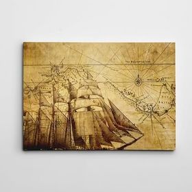 Dekolata Eski Harita 50x70 cm Kanvas Tablo