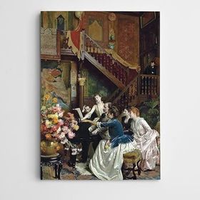 Dekolata Ev İçinde İnsanlar 85x120 cm Kanvas Tablo