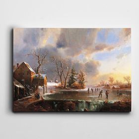 Dekolata Evler Yolda Çocuklar 60x85 cm Kanvas Tablo