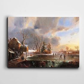 Dekolata Evler Yolda Çocuklar 70x100 cm Kanvas Tablo