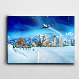 Dekolata Eyfel Kulesi Kar İnsanlar 30x40 cm Kanvas Tablo