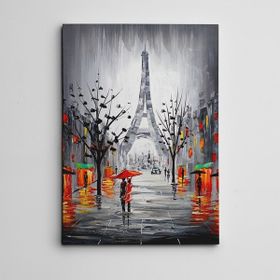 Dekolata Eyfel Yağmur ve Şemsiye Mini 20x30 cm Kanvas Tablo