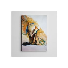 Dekolata Fil ve Ağaç Dalı Mini 60x85 cm Kanvas Tablo
