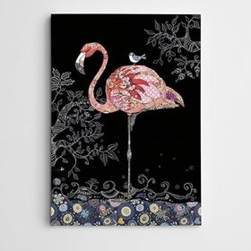 Dekolata Flamingo ve Serçe Modern Sanat 100x140 cm Kanvas Tablo