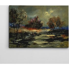 Dekolata Gece ve Ağaçlar 50x70 cm Kanvas Tablo