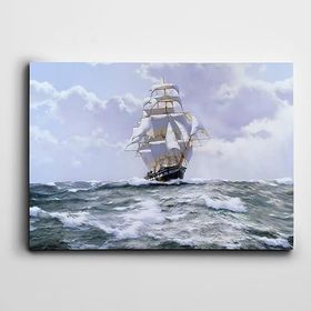 Dekolata Gemi Dalgalı Deniz 60x85 cm Kanvas Tablo