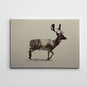 Dekolata Geyik ve Ağaçlar 70x100 cm Kanvas Tablo