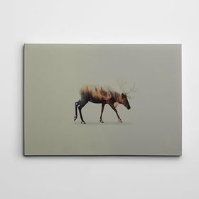 Dekolata Geyik ve Orman 50x70 cm Kanvas Tablo