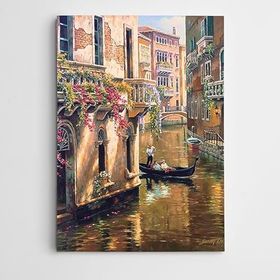 Dekolata Göl Çiçekler Ve İnsanlar 20x30 cm Kanvas Tablo