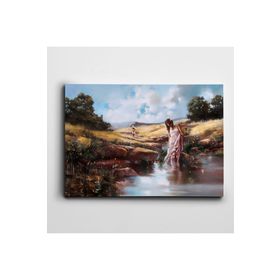 Dekolata Göl Kadın Ve Çocuk 25x35 cm Kanvas Tablo