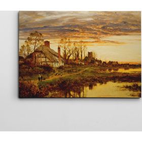 Dekolata Göl ve Ev 70x100 cm Kanvas Tablo