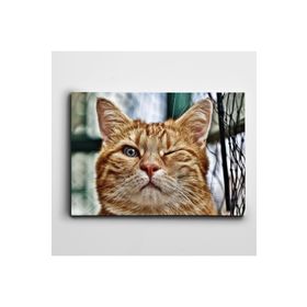 Dekolata Göz Kırpan Kedi 35x50 cm Kanvas Tablo