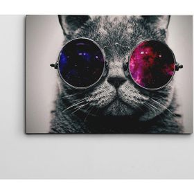 Dekolata Gözlüklü Kedi 40x60 cm Kanvas Tablo