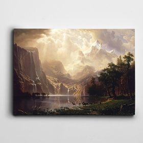 Dekolata Gün Batımı Dağlar Ve Geyikler 20x30 cm Kanvas Tablo