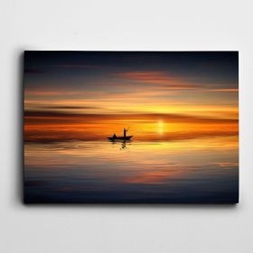Dekolata Gün Batımı İnsanlar Tekne 60x85 cm Kanvas Tablo