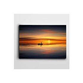 Dekolata Gün Batımı İnsanlar Tekne 60x85 cm Kanvas Tablo