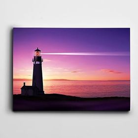 Dekolata Gün Doğumu Deniz Feneri 25x35 cm Kanvas Tablo