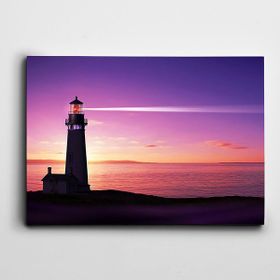 Dekolata Gün Doğumu Deniz Feneri 60x85 cm Kanvas Tablo