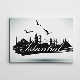 Dekolata İstanbul Silüeti Siyah Beyaz 100x140 cm Kanvas Tablo