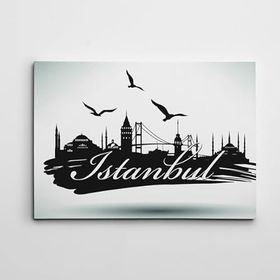 Dekolata İstanbul Silüeti Siyah Beyaz 140x200 cm Kanvas Tablo