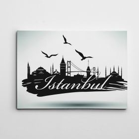 Dekolata İstanbul Silüeti Siyah Beyaz 30x40 cm Kanvas Tablo