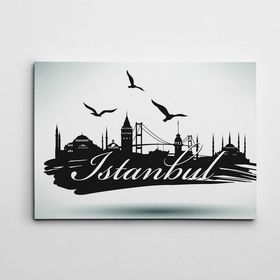 Dekolata İstanbul Silüeti Siyah Beyaz 35x50 cm Kanvas Tablo