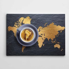 Dekolata Kahve Dünya Haritası Modern Sanat 35x50 cm Kanvas Tablo