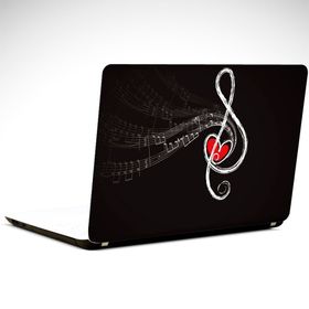 Dekolata Kalp ve Nota 25x19 cm Laptop Sticker