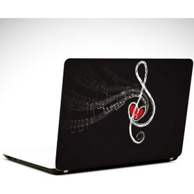 Dekolata Kalp ve Nota 37x26 cm Laptop Sticker