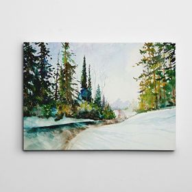 Dekolata Kar Dere ve Yeşil Mini 20x30 cm Kanvas Tablo