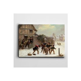 Dekolata Kar Topu Oynayan Çocuklar 20x30 cm Kanvas Tablo