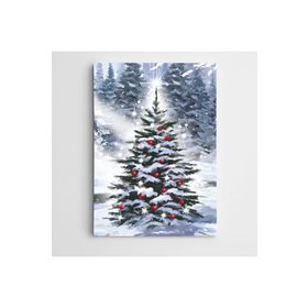 Dekolata Karlı Çam Ağacı 30x40 cm Kanvas Tablo