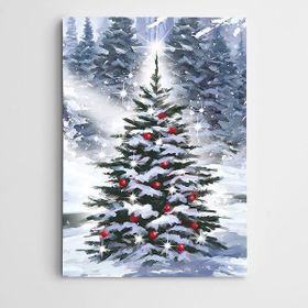 Dekolata Karlı Çam Ağacı 50x70 cm Kanvas Tablo
