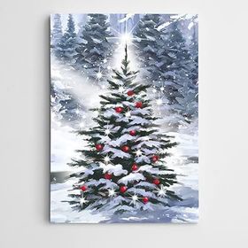 Dekolata Karlı Çam Ağacı 60x85 cm Kanvas Tablo