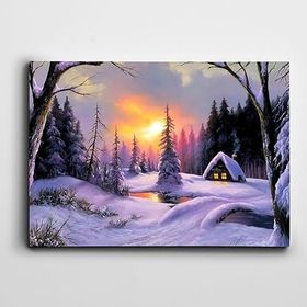Dekolata Karlı Ormanlık Manzara 85x120 cm Kanvas Tablo