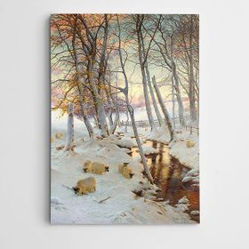 Dekolata Karlı Yol Koyunlar Ve Ağaçlar 40x60 cm Kanvas Tablo