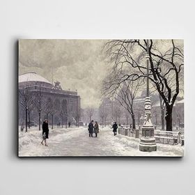 Dekolata Karlı Yollar Ve İnsanlar 50x70 cm Kanvas Tablo