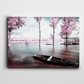 Dekolata Kayık ve Göl 30x40 cm Kanvas Tablo