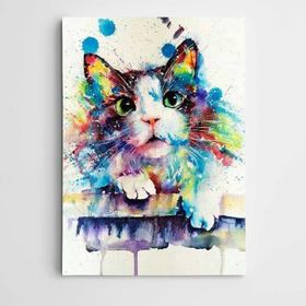 Dekolata Kedi Suluboya 30x40 cm Kanvas Tablo