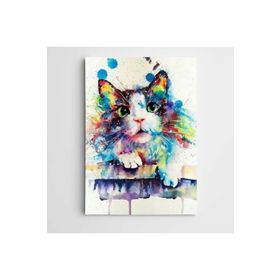 Dekolata Kedi Suluboya 70x100 cm Kanvas Tablo