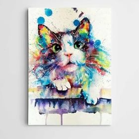 Dekolata Kedi Suluboya 70x100 cm Kanvas Tablo