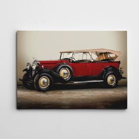Dekolata Kırmızı Eski Otomobil 30x40 cm Kanvas Tablo
