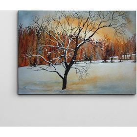 Dekolata Kış ve Ağaçlar 70x100 cm Kanvas Tablo