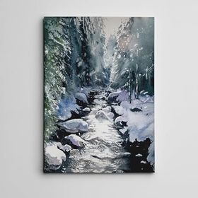 Dekolata Kış ve Dere 60x85 cm Kanvas Tablo