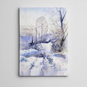 Dekolata Kış ve Köy Mini 70x100 cm Kanvas Tablo
