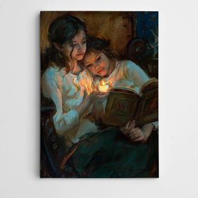 Dekolata Kitap Okuyan Çocuklar 20x30 cm Kanvas Tablo